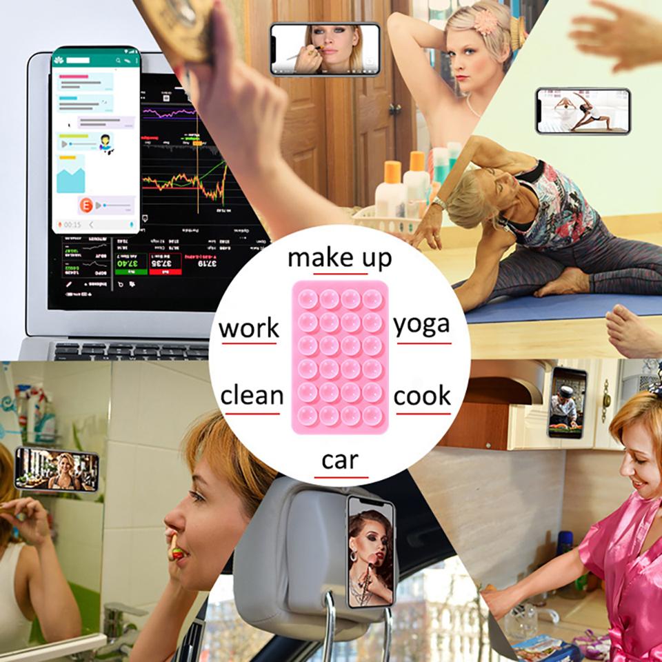 Silicone Suction Cup Holder Phone Case - Multi-Color, Multi-Model Cover Compatible with iOS iPhone Series 14, 14 Plus, 15, 15 Plus, 16, 16 Pro Max, 17 Mobile Phone Accessories
