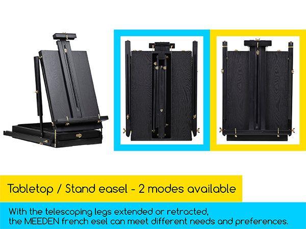 MEEDEN Art French Easel for Outdoor Painting: Wooden Plein Air Easel Box - 57''-72'' Height Adjustable Travel Easel - Black