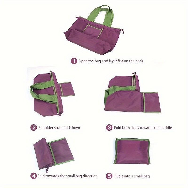 Reusable Nylon Shopping Bag, Large Capacity Foldable Eco-Friendly Tote, Adjustable Shoulder Strap, Leak-Proof Design, Multiple Colors Available