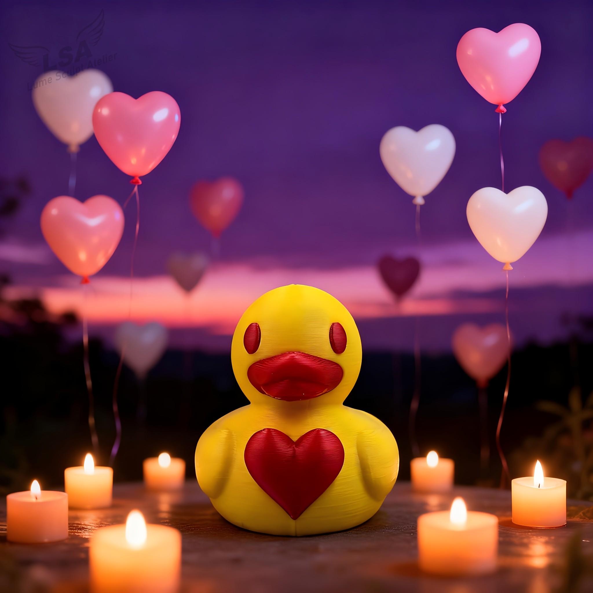 Love Heart Duck Figurine, Romantic Style Collectible Handmade Decor, Creative Art Display Piece for Home Office Desk Decoration