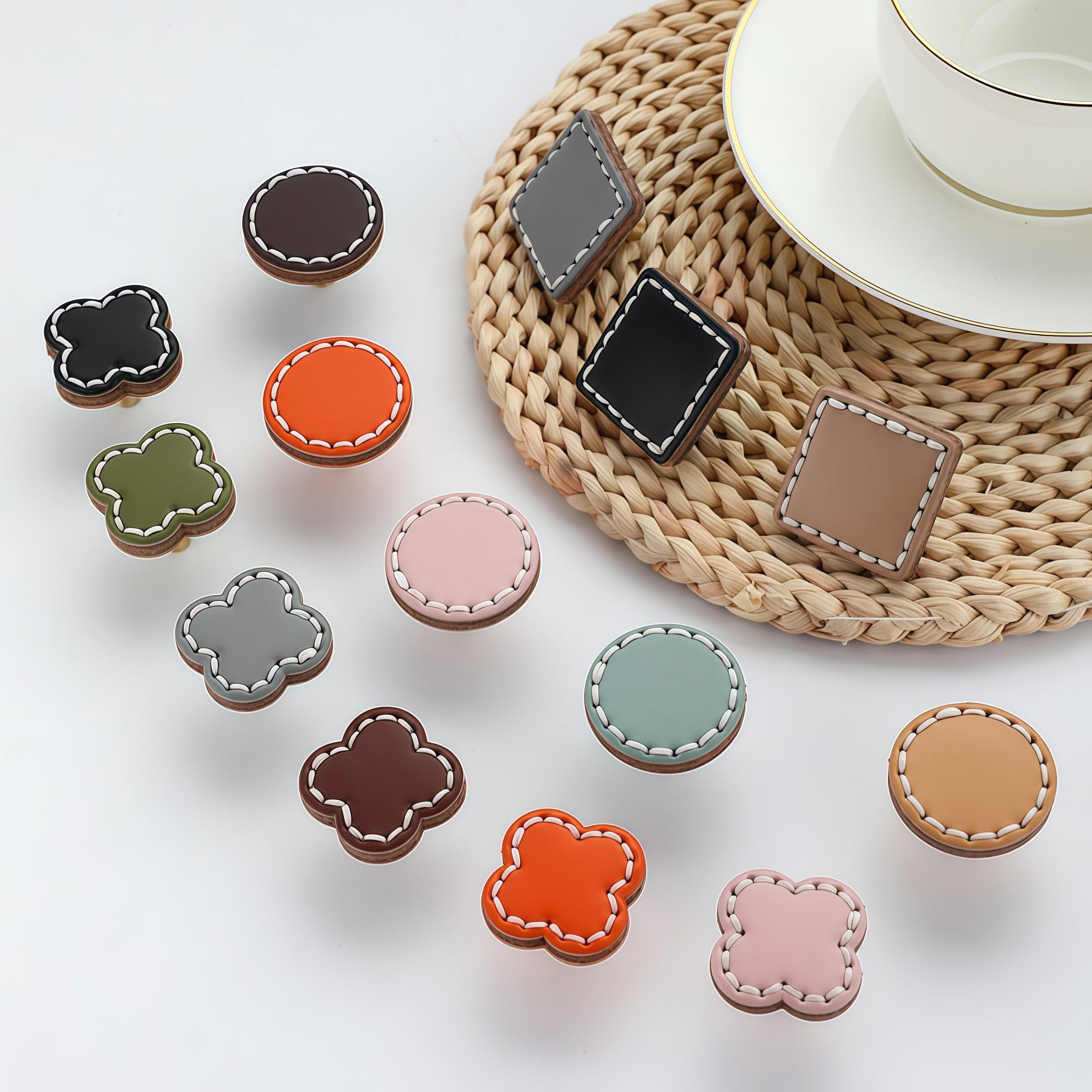 Leather Cabinet Handles Drawer Knobs, Furniture Kitchen Handles, Brass Cortex Pulls Knob, 1 Pack, No Ca Prop 65 Re