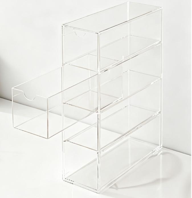 Multi-layer drawer storage box, organizing box, multi-layer transparent hair accessory storage box, stackable bathroom container, Clear storage box, suitable for organizing jewelry, cosmetics, hair bands and stationery