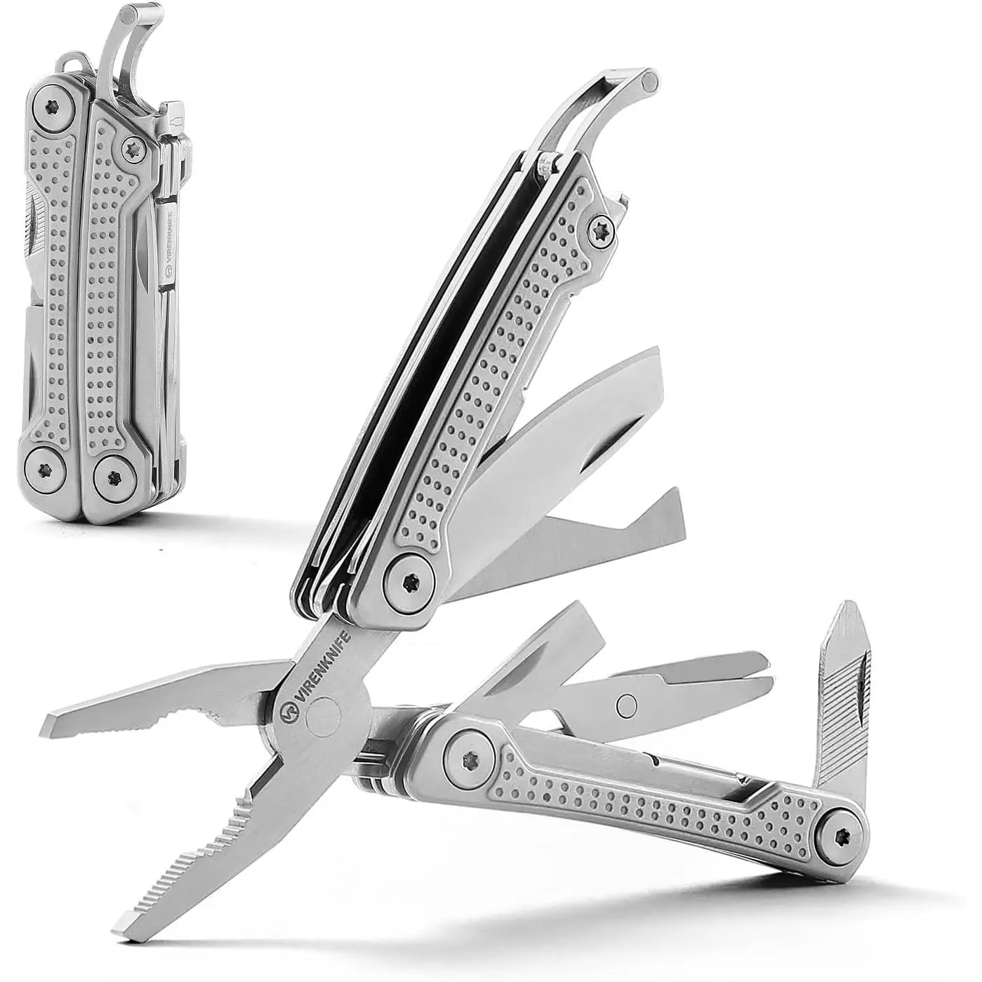 VIRENKNIFE, 11-in-1 Mini EDC, Gifts for Men,Stainless Multi Tool Pliers with Knife, Screwdrivers, Bottle Opener, Perfect for, Camping,, Repair