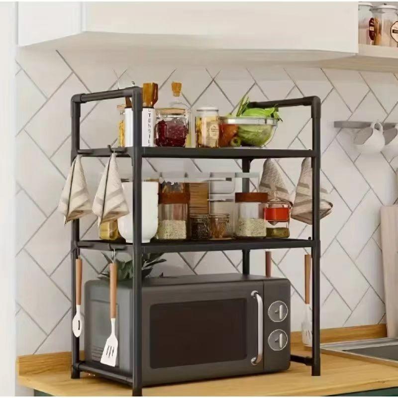 Microwave Rack Organizer, Multi-Functional Shelf for Countertop and Cabinet Storage, Durable and Easy Assembly, Ideal for Small Kitchens