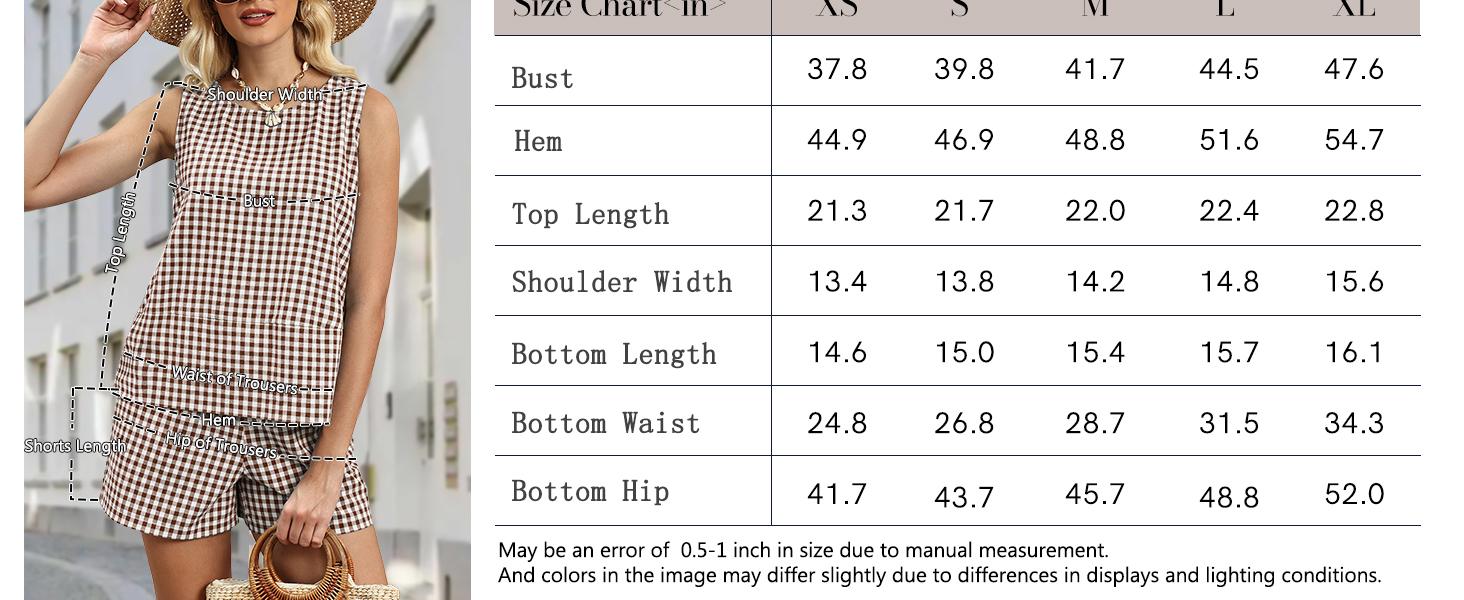 Women's Trendy 2 Piece Outfits Shorts Sets Summer Crew Neck Sleeveless Tank Top and Bottom Matching with Pockets 2026