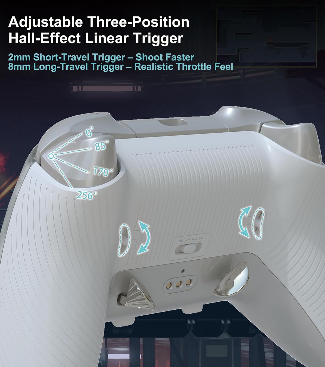 AOLION K-20 Wireless Bluetooth Controller with Hall Effect Joystick Triggers RGB Lighting, 1000mAh Adjustable Multi-Platform Gamepad for PC Switch Android iOS White - Consoles Does not support XBOX PS