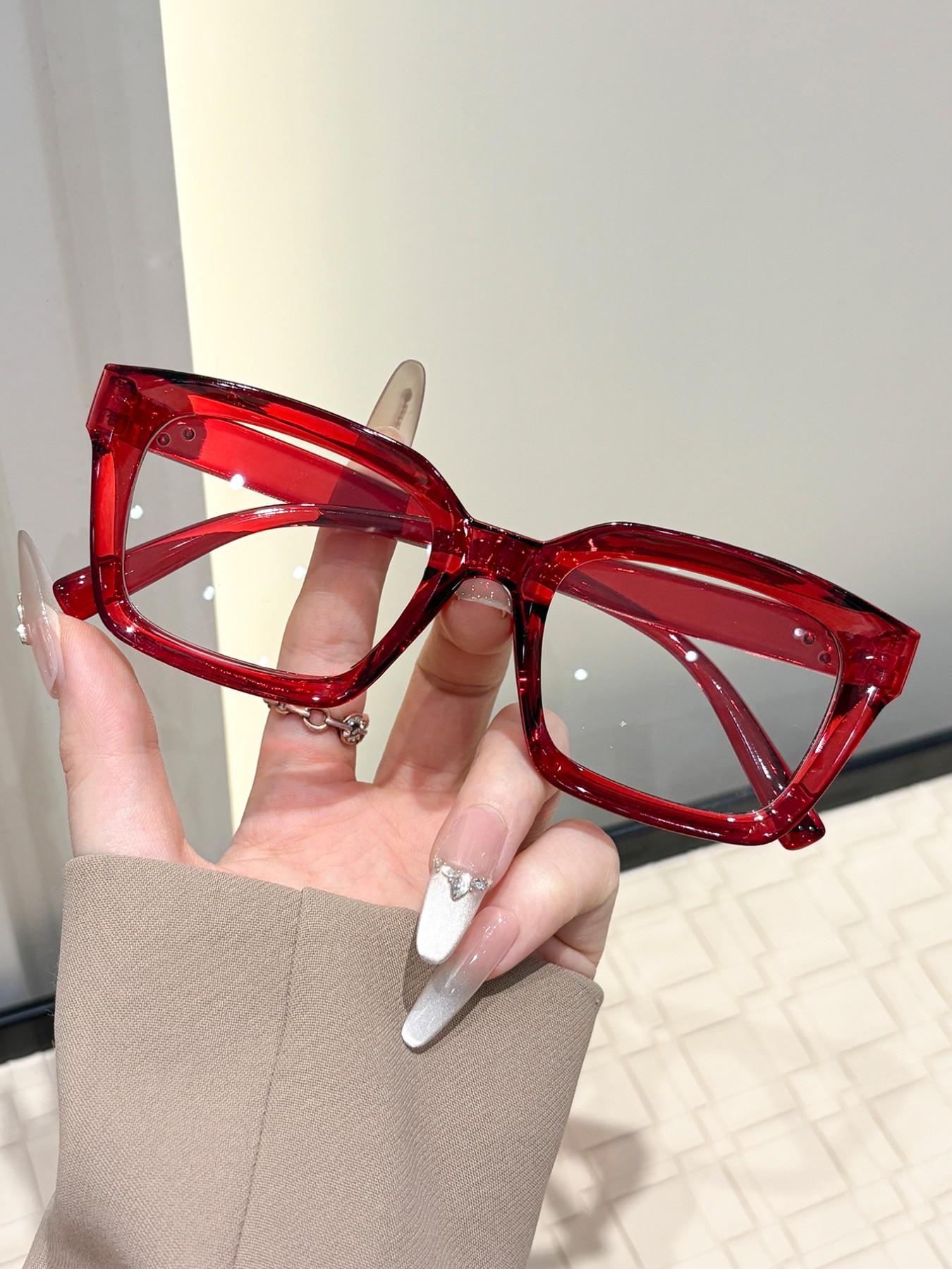 Women's Rectangular Casual Flat Mirror Glasses, Suitable for Office Commuting Daily Life, Simple Design, Perfect for Everyday Use