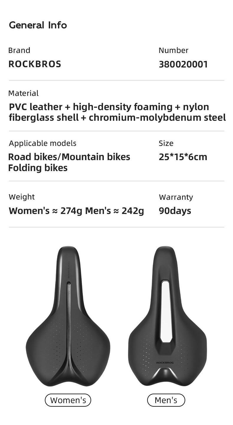 ROCKBROS Bicycle Saddle Ultralight Hollow Shock-Absorbing MTB Road Bike Seat