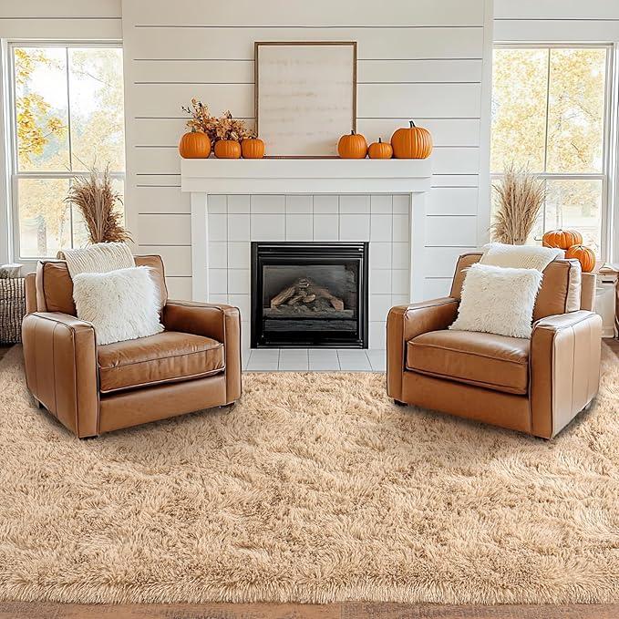 REZUTAN Soft Faux Fur Shag Rug Aesthetic Decor Carpet for Living Room Bedroom Home Decor High-Quality Faux Fur Material