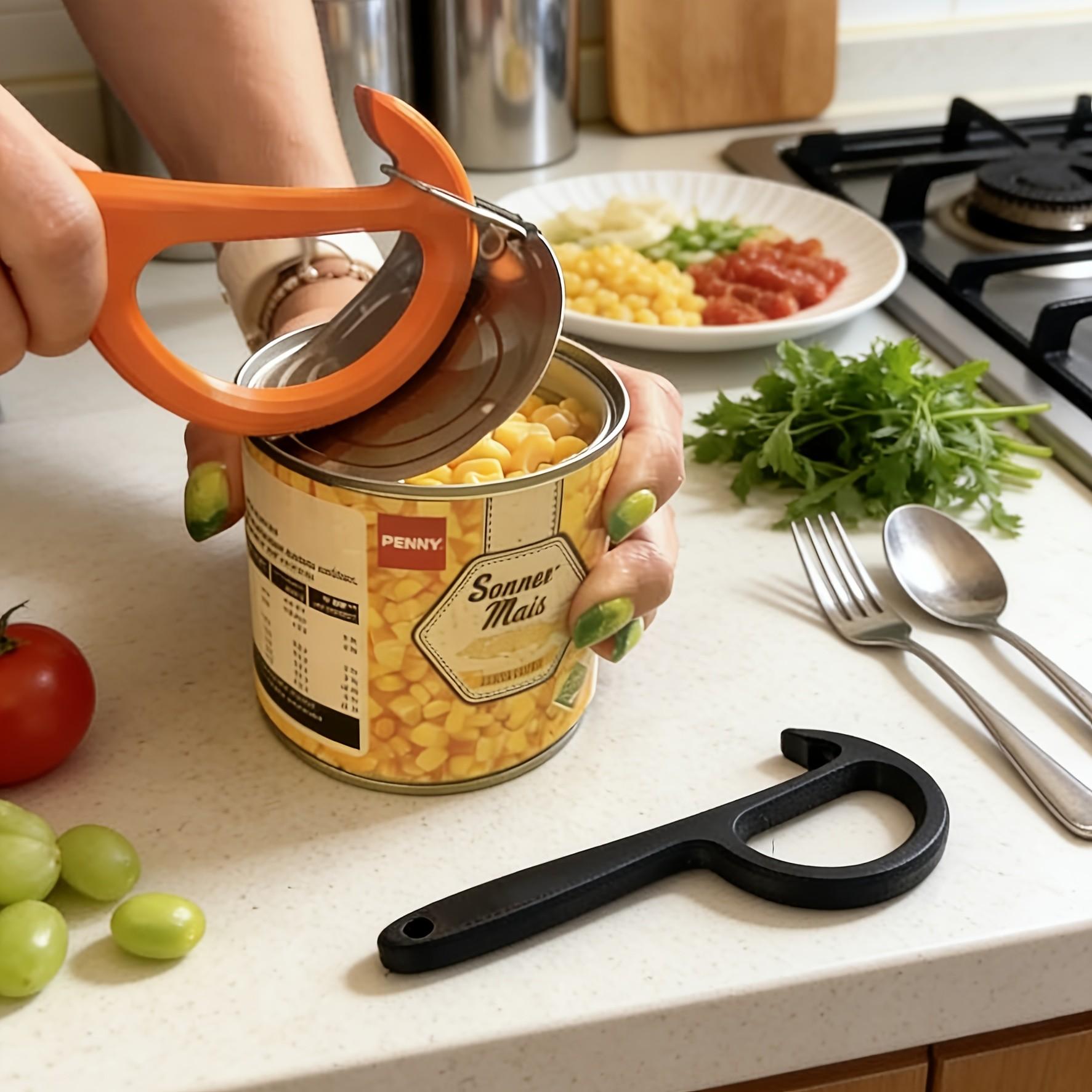 New Can Opener, Plastic Manual Can Opener, Ergonomic Non-Slip Handle, Safe and Easy to Grip, Durable Plastic Structure, Kitchen Tool, Easy to Clean