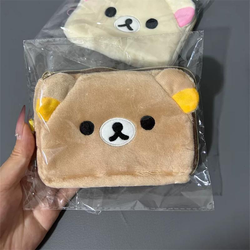 Rilakkuma Korilakkuma Plush ID Card Holder Pass Case Cartoon Bear Kawaii Cute Key Holder for Women Key Wallet Pouch