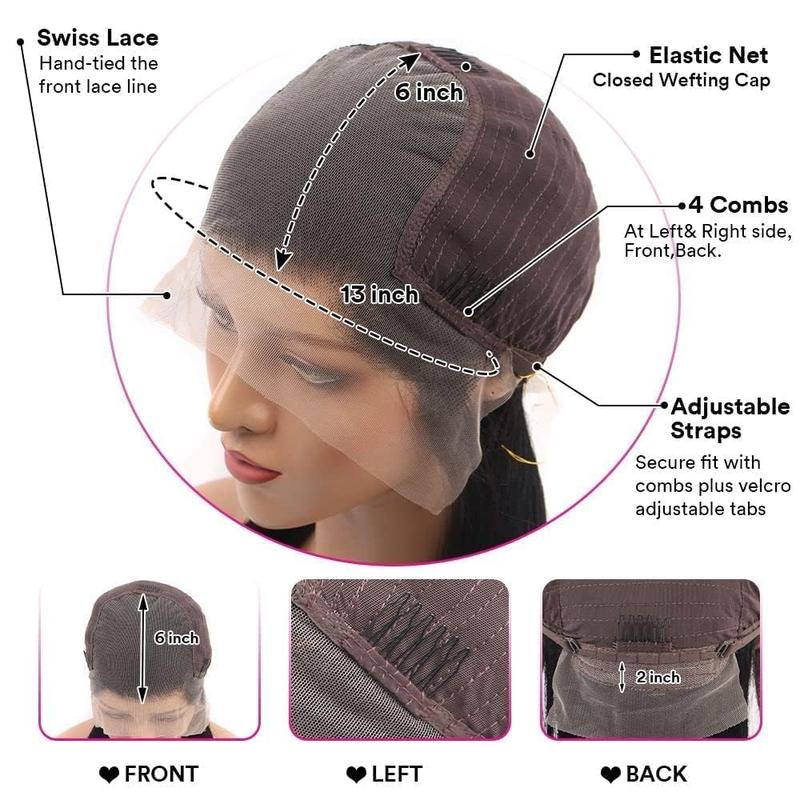 13x6 Kinky Straight Human Hair Wig for Women 180% Density HD Transparent Lace Front Wigs Pre Plucked with Baby Hair Natural Hairline Brazilian Virgin Human Hair Wigs