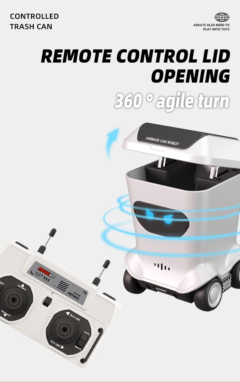BRRRRT Mini Remote-Controlled Trash Can, Full-Scale Remote-Controlled Proportional Toy Set with Lights, Suitable for Adults, Children, Boys, and Girls, Remote-Controlled Trash Can Speed RC, Children's Christmas Gift.