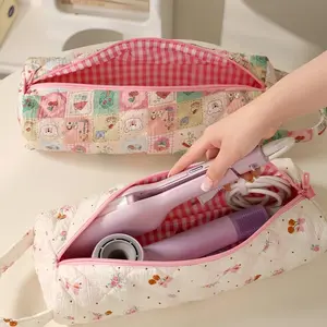 Travel Hair Dryer Storage Bag with Handle Dustproof Curler Storage Bag Large Capacity Soft Quilting Cotton Hair Dyson Organizer