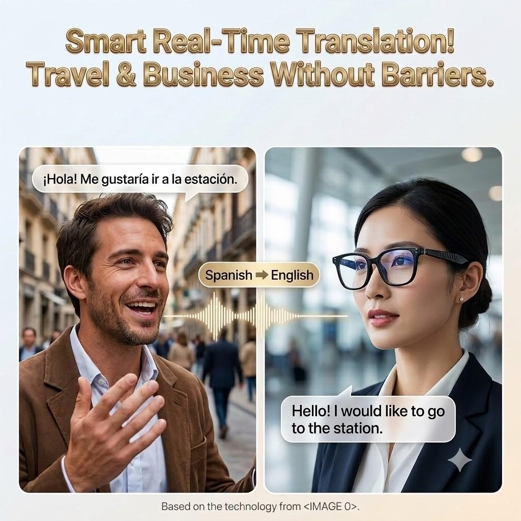 SENBONO Smart Glasses Wireless Audio Eyewear Multifunctional Audio Polarized BT Sunglasses with Microphone Speaker, UV Protection, Auto Pairing, Ai Translation, Voice Assistant, Smart Music Glasses Wearable