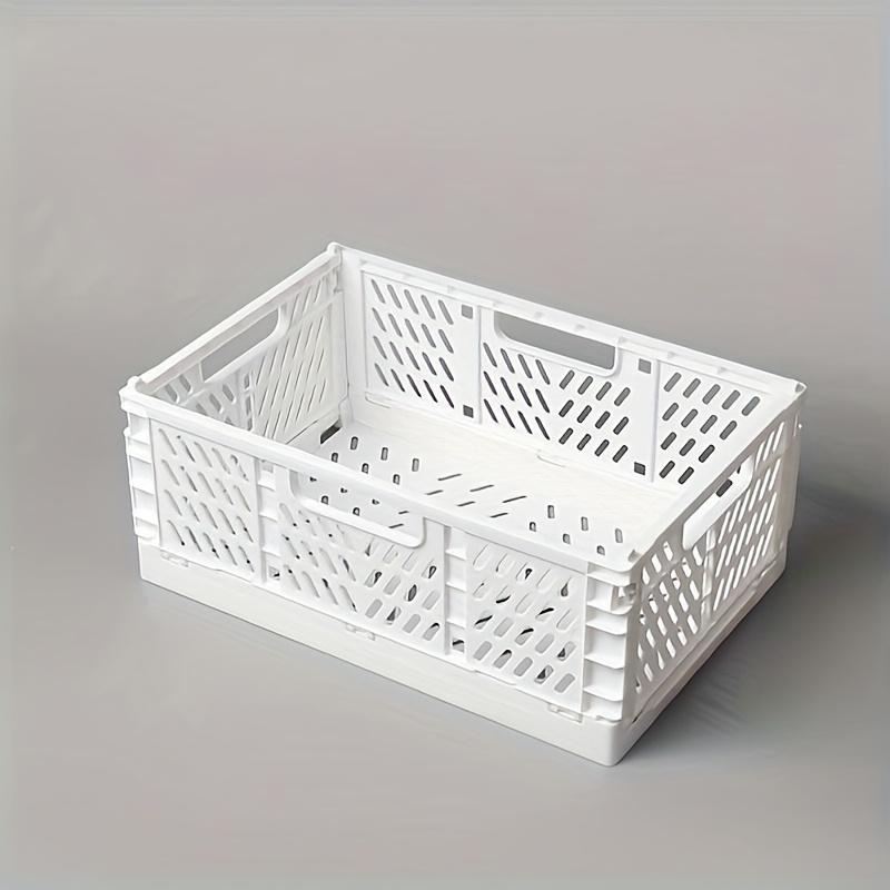 2pcs/set，Mini Folding Storage Basket, Stackable Plastic Storage Basket, Sundries Storage Basket, Japanese Style Desktop Storage Box