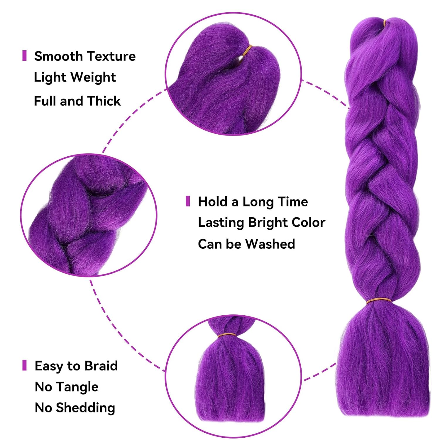 Braiding Hair 24 Inch 3 Packs Pre Stretched Box Braids Colorful Twist Braiding Hair Extensions Synthetic Crochet Braiding ()