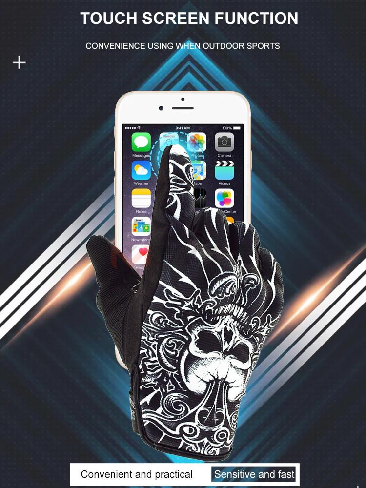 Men's Full Finger Touchscreen Riding Gloves With Skull Design For Motorcycle Motocross Dirt Bike Road Bike Mountain Bike Anti Slip Anti Fall Protective Gear Suitable For Climbing Skiing Cycling Outdoor Sports Lightweight Breathable Flexible Comfort For Ri