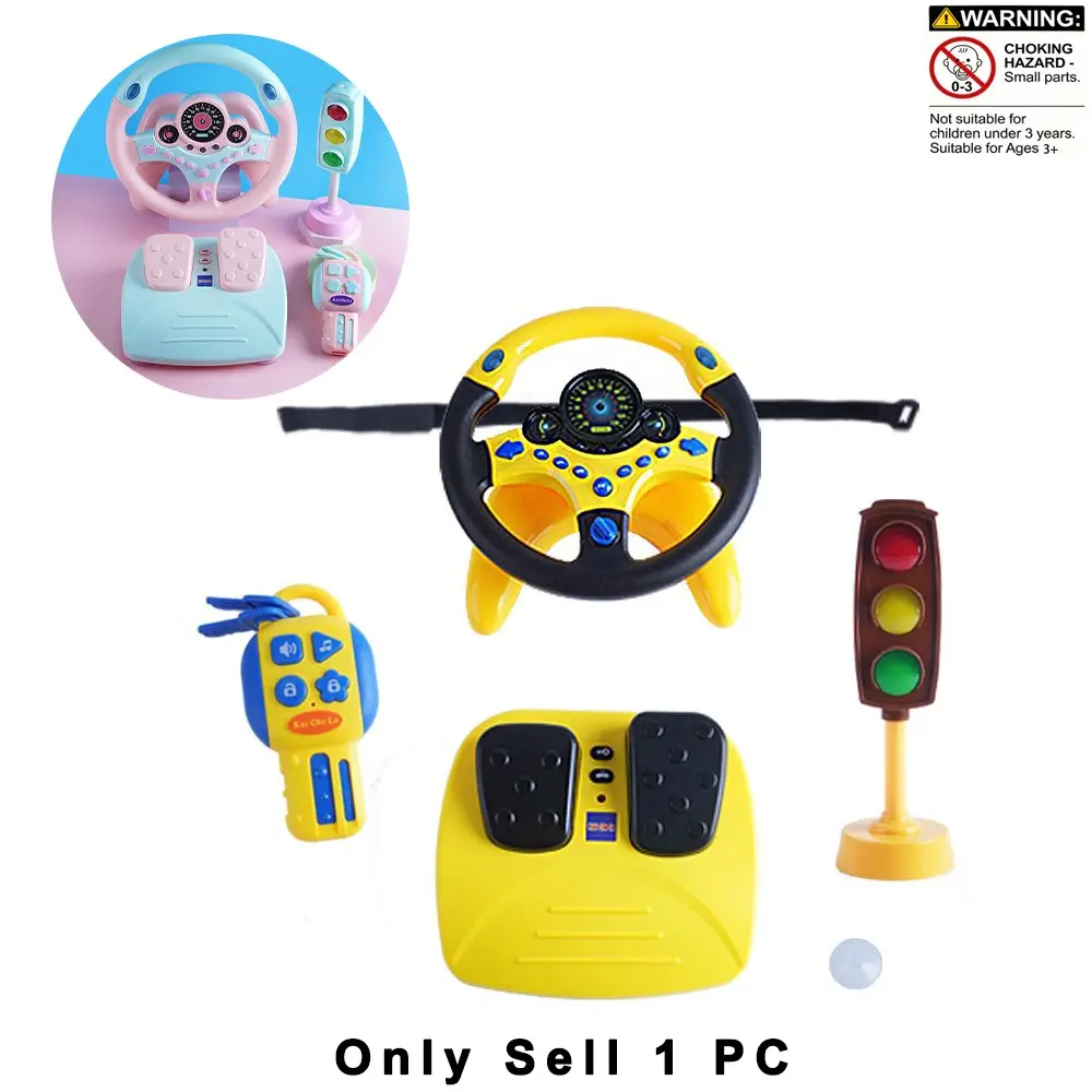 Simulation Driving Toy Set, Unisex Child Traffic Learning Machine, Includes Lights, Music, Singing, 2 Colors, Requires Batteries