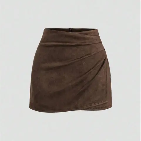 Women's Velvet Vintage Italian Melange Color Bodycon Skirt, Fashion Chic Casual High Waist Short Skirt for Fall Winter