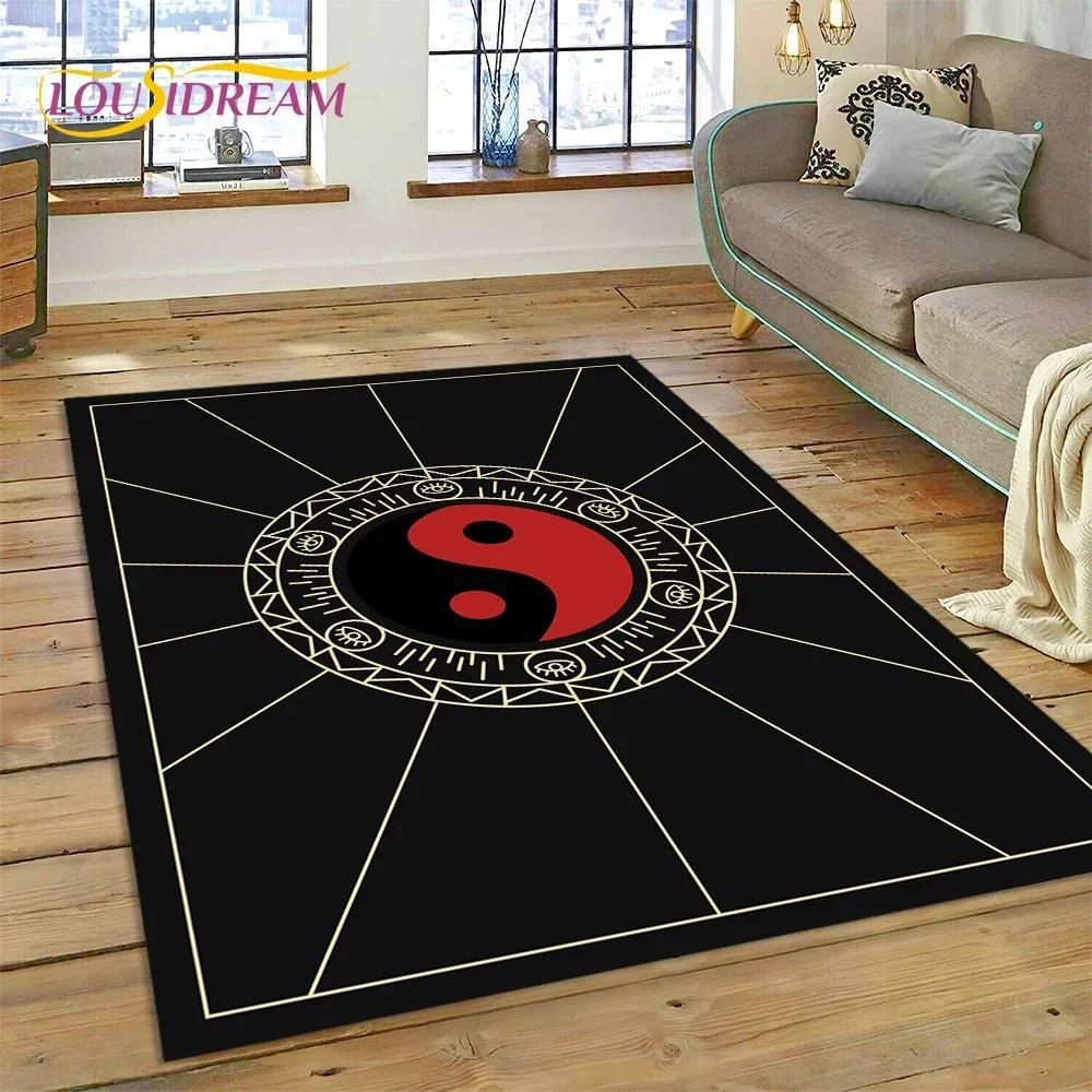 Yin Yang Bagua Flannel Area Rug - Traditional Chinese Taoism Symbol Print Soft Mat for Living Room, Non-Slip Feng Shui Home Decor #YinYangRug #BaguaMat #FengShuiHomeDecor #TaoismSymbolCarpet #NonSlipFlannelRug