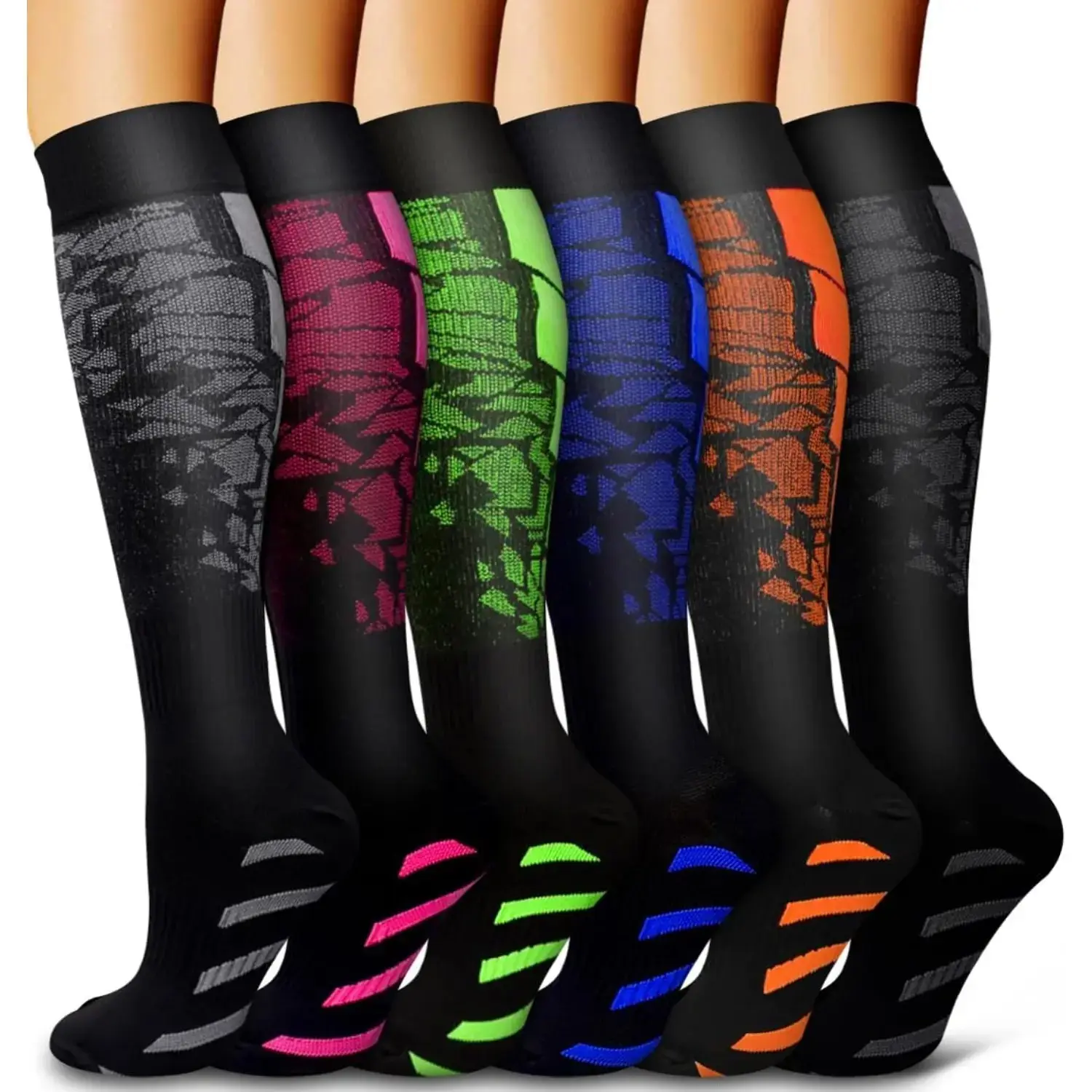 Male Adults' 6-Pack Socks - Sports-Fit, No Excess Bulk, Support for Medical, Running Needs, Copper Fiber, Medical Support, Running Socks, Active Socks, Sock Sets