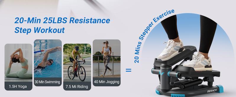 MERACH Steppers for Exercise, Space-saving Stair Stepper with Resistance Bands, Mini Stepper for Home And Office Use with 330 LBS Loading Capacity, Hydraulic Fitness Stepper with LCD Monitor,  TikTokShopBlackFriday