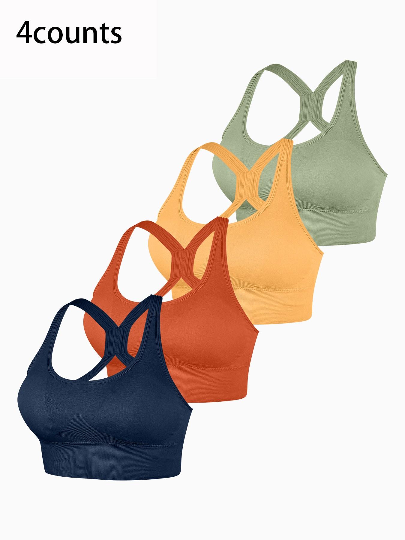 Women's Solid Wireless Bralette, Strappy Workout Bra, Comfortable Breathable Backless Yoga Bra for Sports and Daily Wear, Medium Support Lingerie for All Seasons