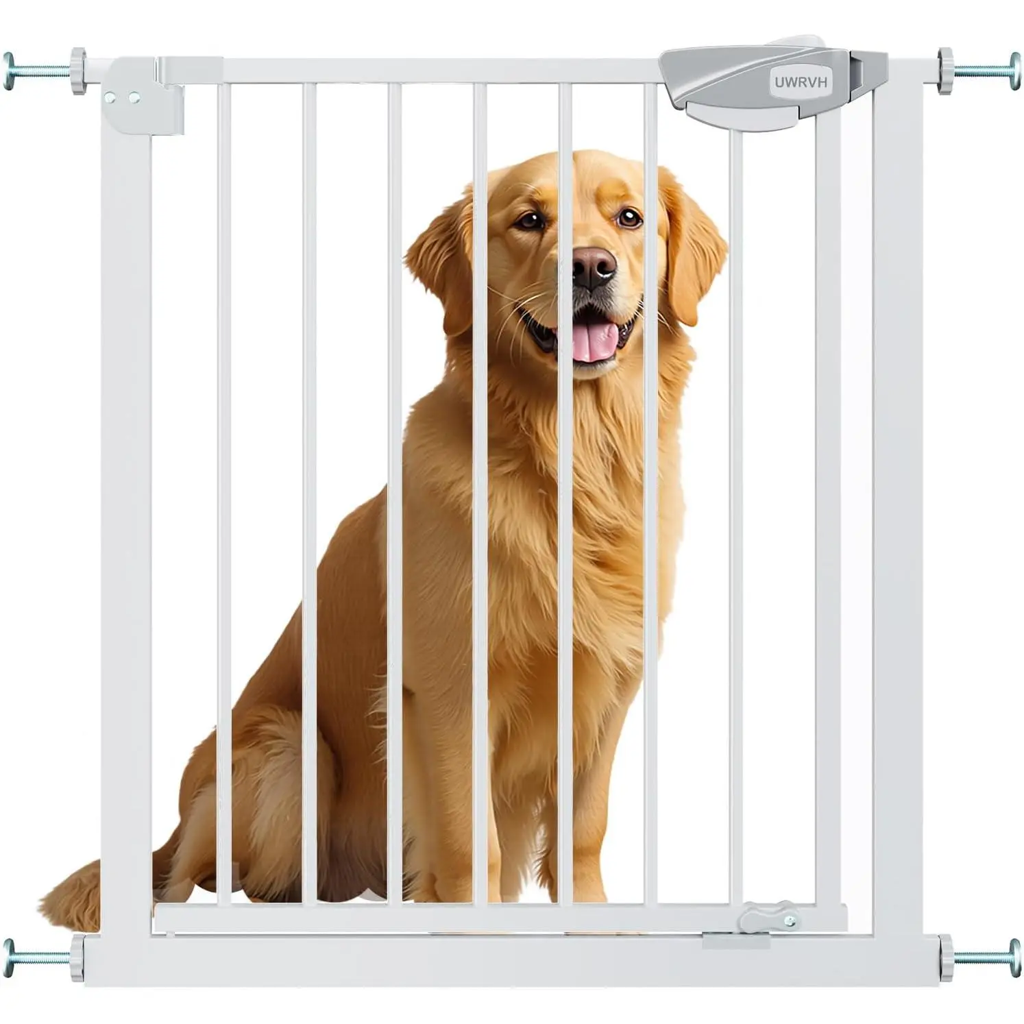 30" Tall Baby Gate for Stairs & Doorways, Auto Close Pressure Mount Safety Gate with Dual Locking System, Metal Dog Gate for Home