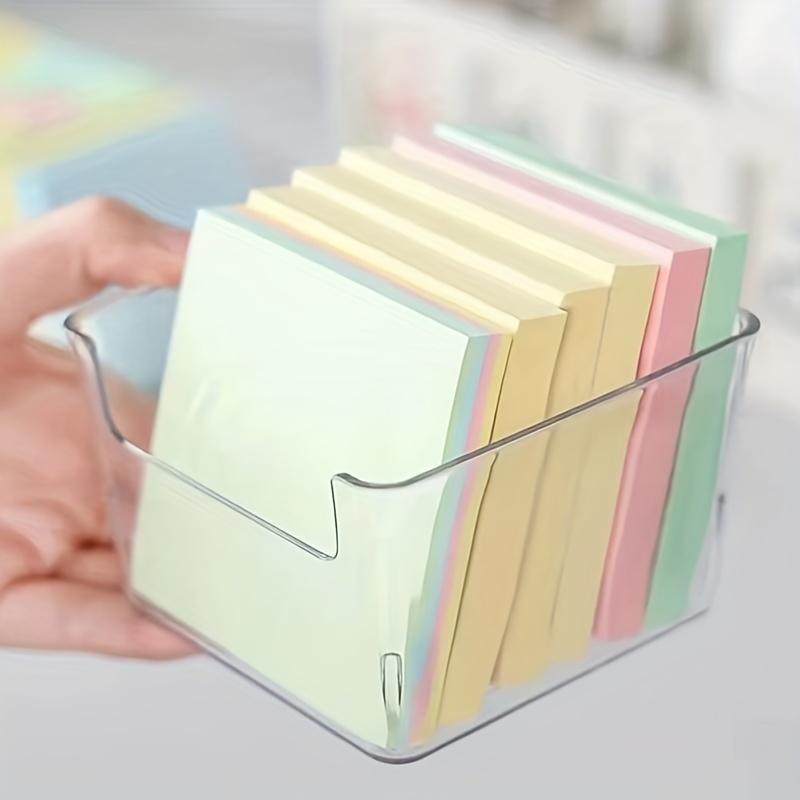 2pcs/set Transparent Sticky Note Keeper - Durable Plastic, Compact Organizer for Home & Office, Effortlessly Store and Access Your Desk Essentials, Stationery Office Supplies
