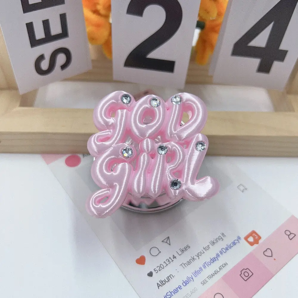 3D Silk Airbag Magnetic Phone Stand God Girl Letter That Girl Letter Viral Hot Selling Universal Cell Phone Holder Base for Desk Bedside Kitchen Office Travel Compatible with iPhone Samsung Android Devices