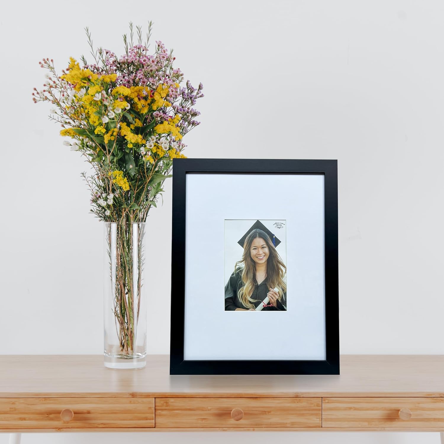11x14 Signature Picture Frame with 5x7 White Mat - Real Glass - Wedding Guest Book Alternative, Wall Photo Frame for Graduation Gifts, Black Frame with White Mat 11x14 Signature Picture Frame with 5x7 White Mat - Real Glass - Wedding Guest Book Alternative, Wall Photo Frame for Graduation Gifts, Black Frame with White Mat