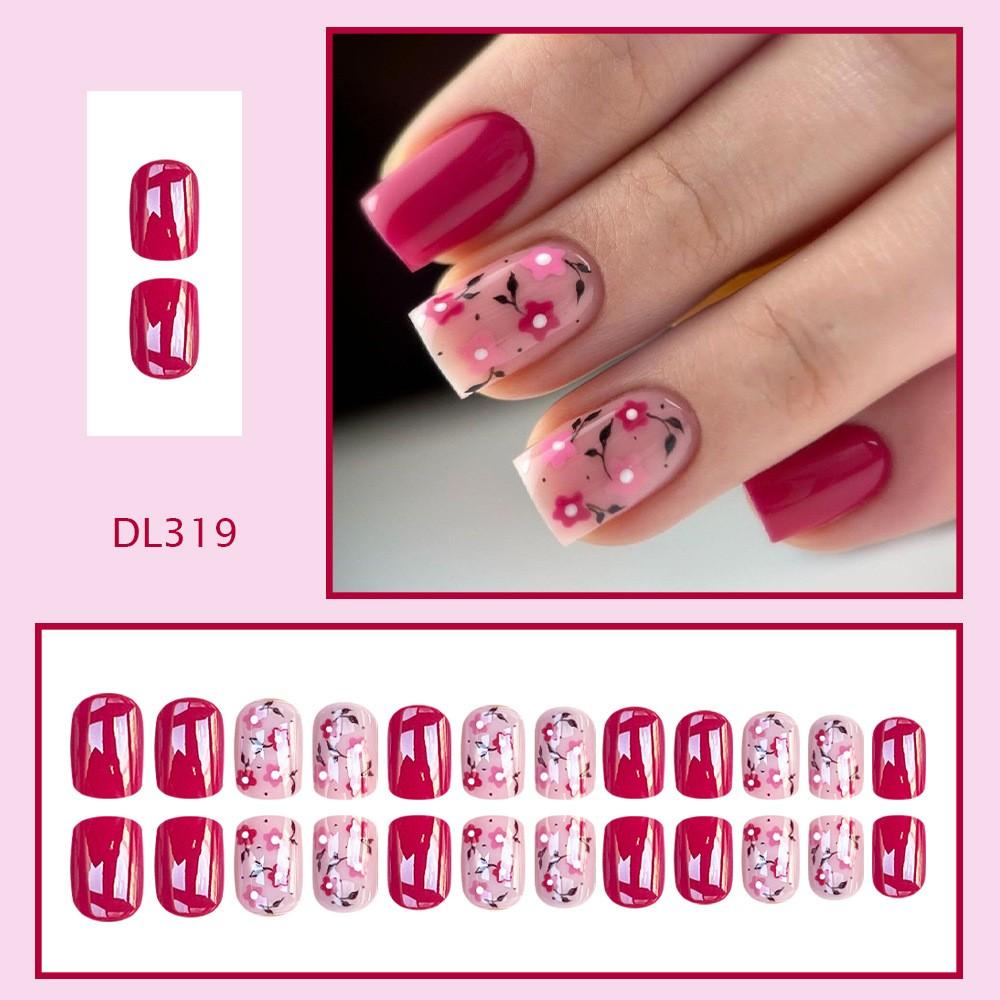 French Chic Floral Pearl Sweet European Style Detachable Nail Art Stickers, 24 Pieces, Model 53hj-04, Single Item Pack
