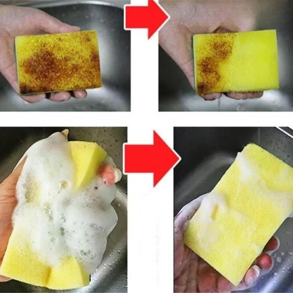 Double-Sided Scrub Sponge: Anti-Mold & Antimicrobial, Dual-Layer for Dishwashing, Kitchen, Bath, Garage, Reusable & Scratch-Free Cleaning Pad, High Density Sponge