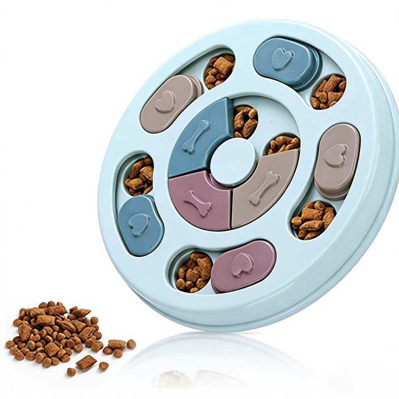 1 Turntable Dog Puzzle Treat Dispenser-Anti-slip Slow Feeder Sniffing Trainer, a Pet Boredom Reliever, Calming and Anxiety Alleviator. Suitable for dog foodfruit puree, and other foods. Featuring an easy-to-clean design, it helps raisepets scientifically