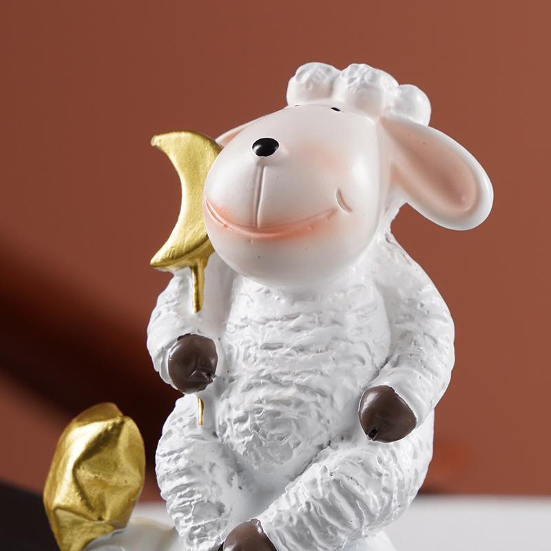 Resin Sheep Sitting on Cloud Ornament, Ramadan Kareem Festival Decoration, Modern Style Table or Window Sill Decor, Religious Home Decor, 1pc