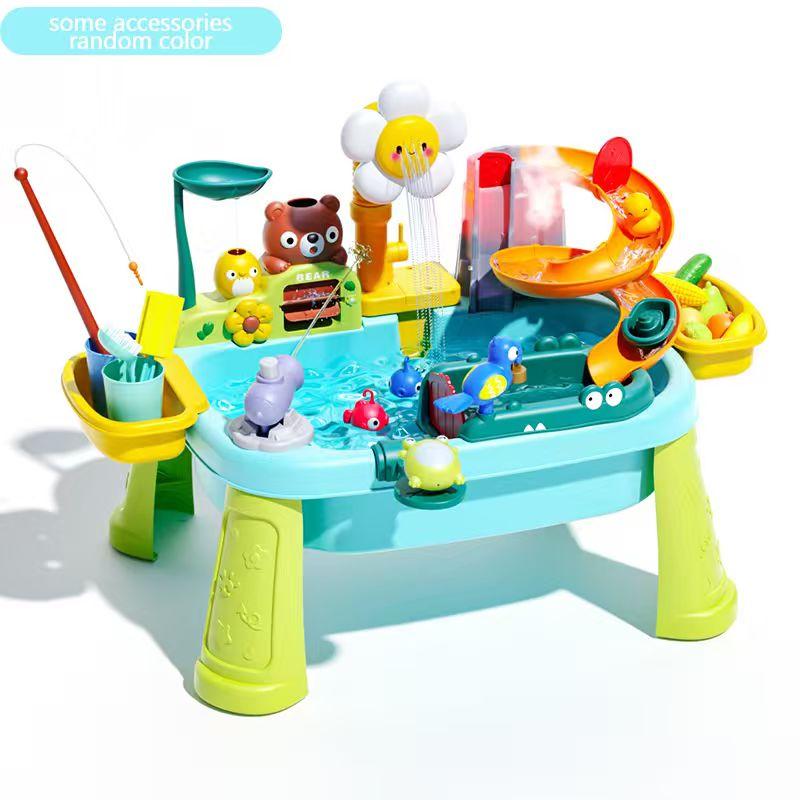 Sunflower Toddler for Kids, Fishing, Spray Gun, Slide Track, Outdoor Sensory Table, Water Play Table, Summer Beach Toy, Best Gift for Boys & Girls