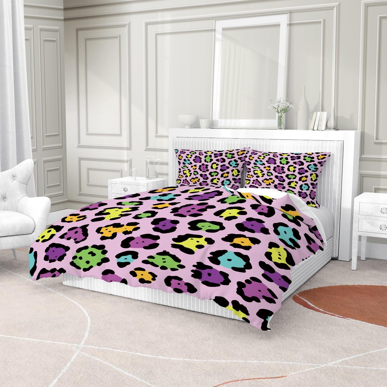 2/3 Pcs Vintage Leopard Print Duvet Cover Set (without Filling And Pillow Insert), High-Density Skin-Friendly Smooth Fabric, Deep Pocket Snug Fit, Versatile Bedding for Bedroom And Homestay
