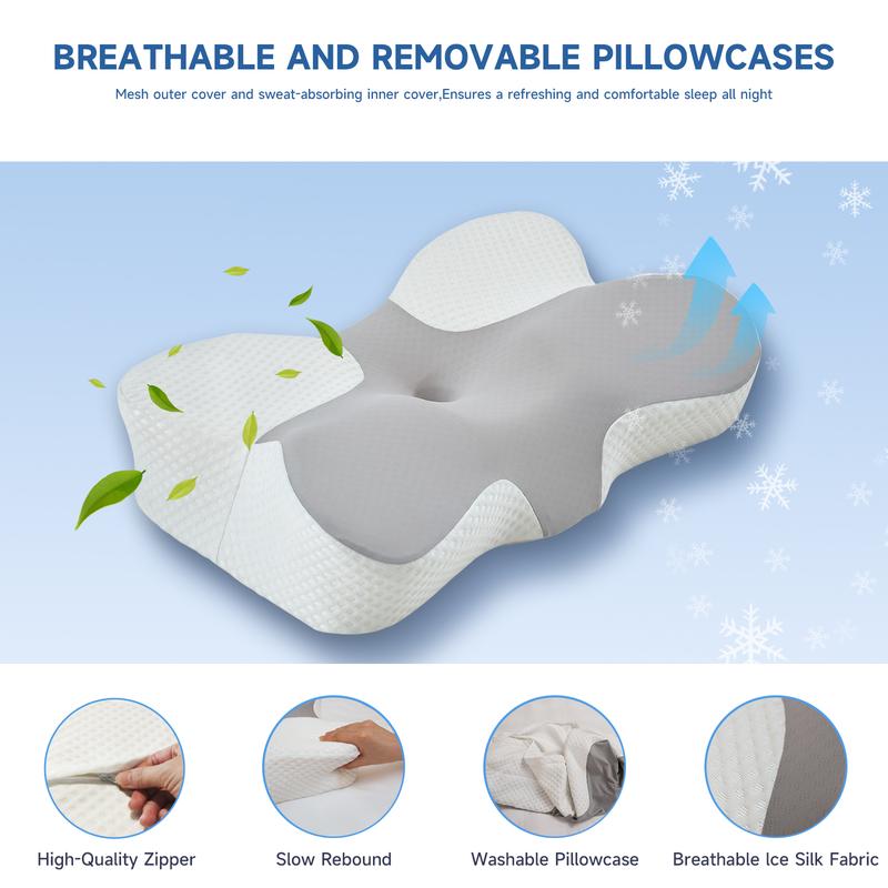 Z-HOM ErgoCloud Memory Foam Neck Pillow - Ultra Soft Cervical Support for Travel & Sleep | Washable Cover | Perfect Gift (Office/Home)" ergonomic neck support