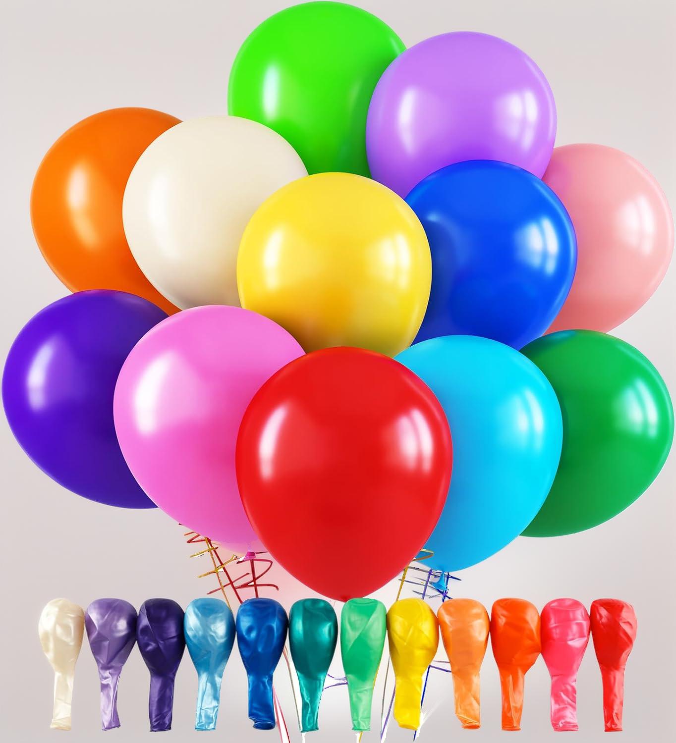 120pcs 12 Inch Large Latex Balloons, Assorted Colors - Bulk Party Balloon Kit for Garland, Arch, Backdrop Decoration - Birthday, Wedding, Baby Shower, Graduation Supplies