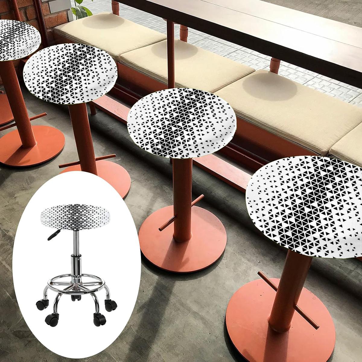 2/4/6/8PCS triangular geometry digital printing pattern universal elastic round stool cover for all seasons, elastic, bar chair cover, outdoor chair, small round cushion cover, restaurant, cafe and other scenes