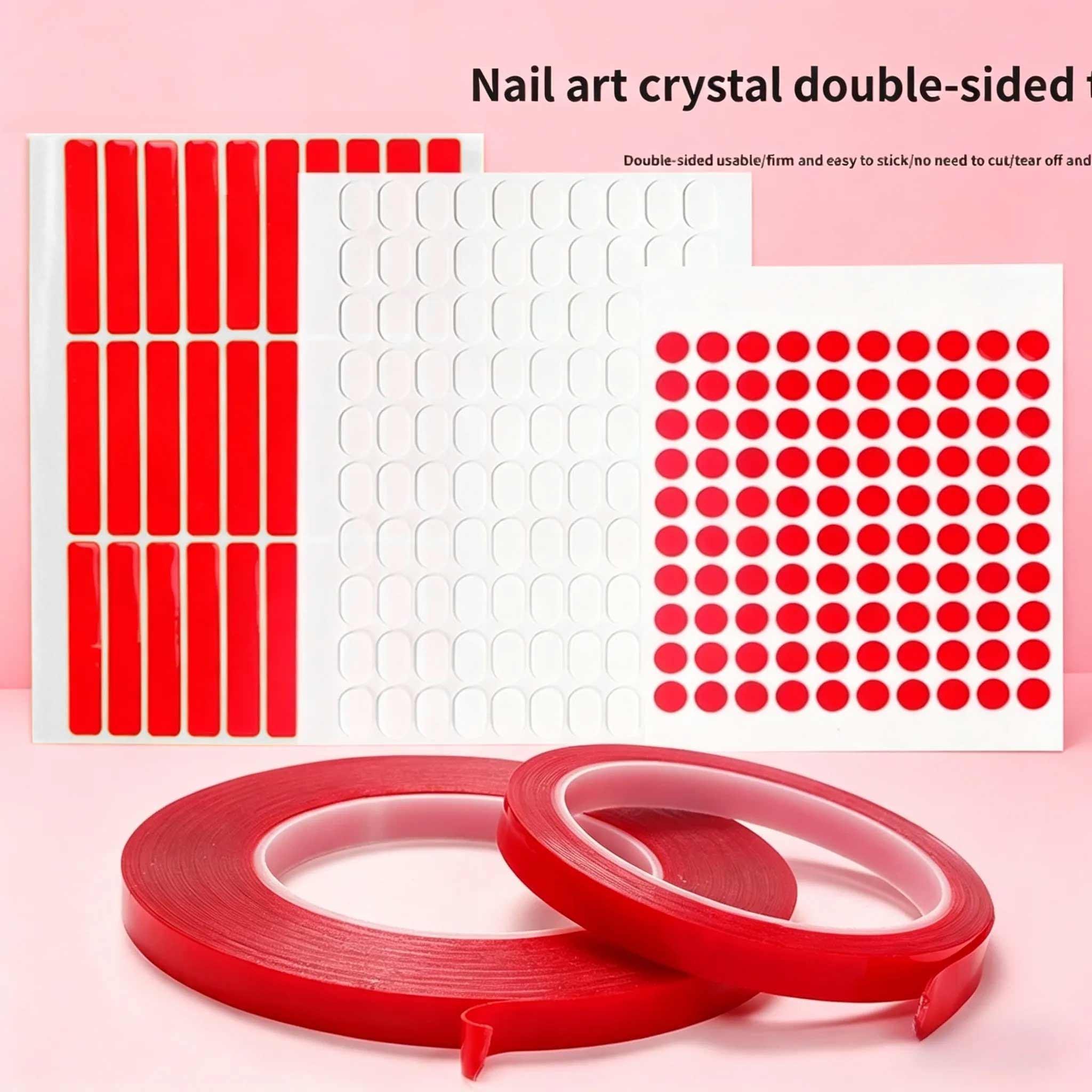 100pcs/30pcs/10m/3m Nail Adhesive Tape False Nails Display Stand Glue Double-sided Pasted Practice Show Square Round Strong Sticky Glue Sticker Roll Double Sided Adhesive Tape Acrylic Transparent No Trace Sticker