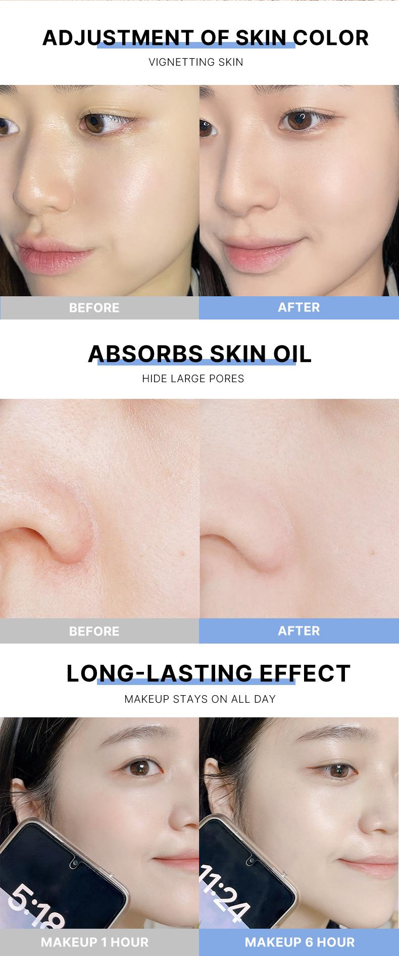 Long-Lasting Oil Control Powder Foundation, Waterproof & Sweatproof, Lightweight Breathable Makeup, Matte Finish Beauty Face Powder Box, Makeup Setting Powder