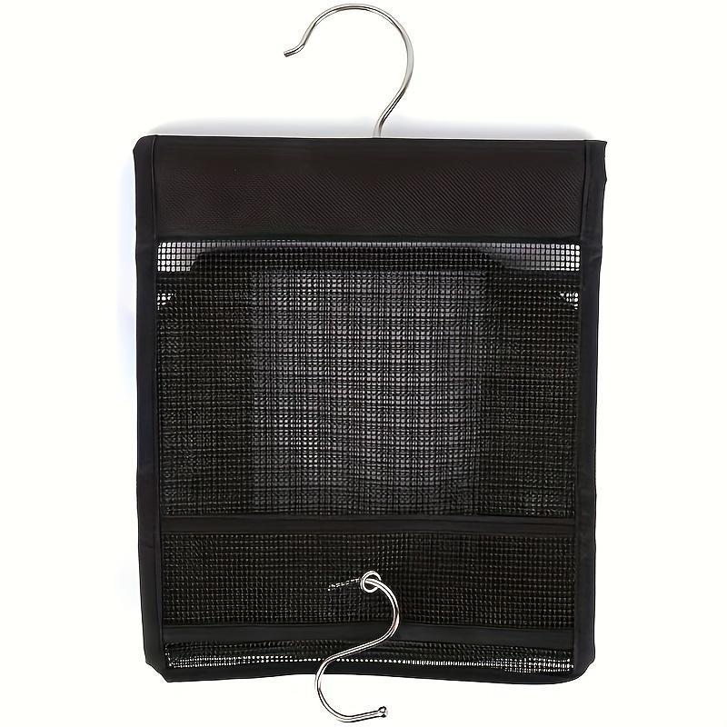 [1 Mesh Shower Hook] 1 Multi-Functional Mesh Shower Storage Hook, Black | Easy to Install, Hanging Bathroom Basket, Kitchen Organizer Bag | Suitable for Bathrooms, Kitchens, Bedrooms, Living Rooms