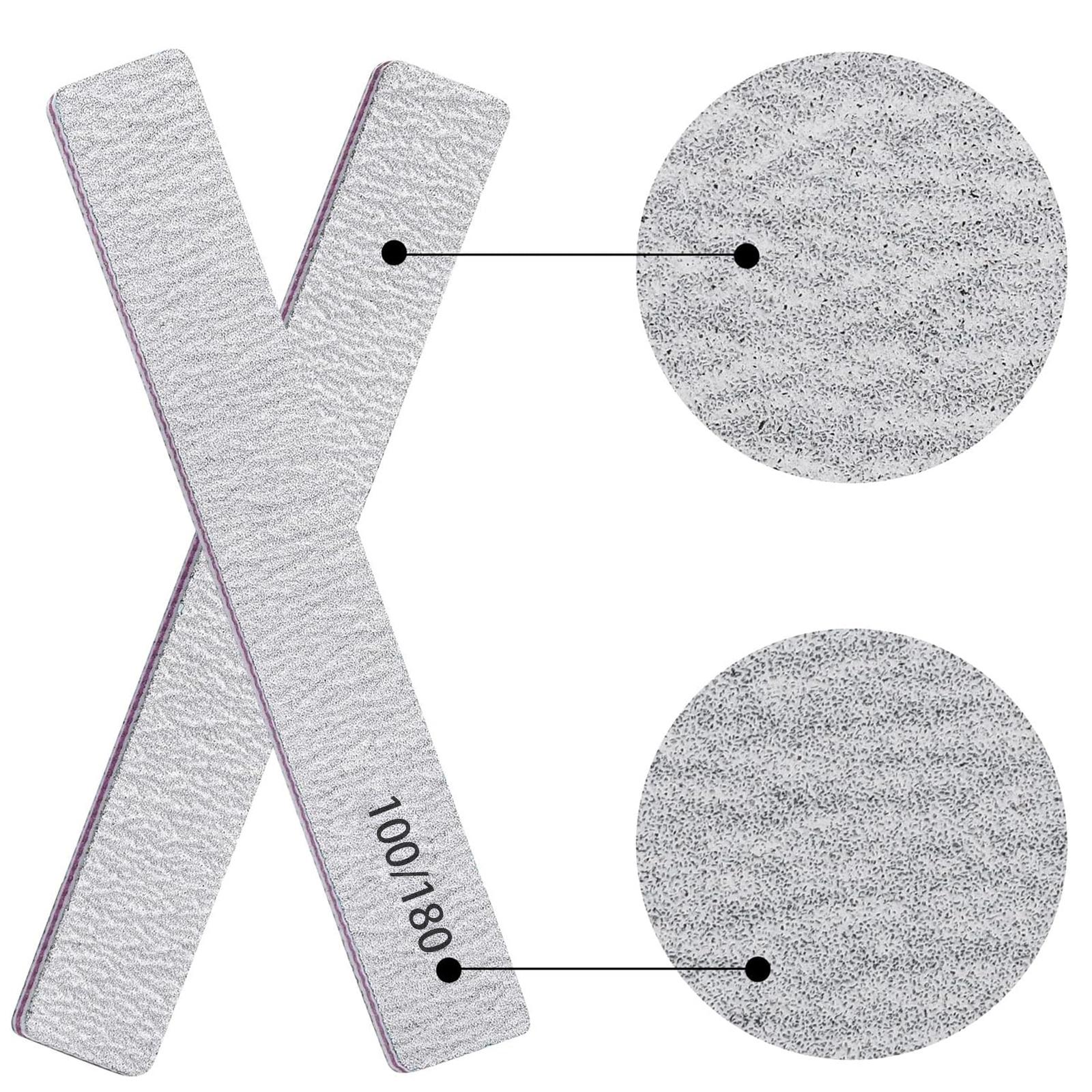 Square double-sided sandpaper nail file, professional manicure polishing tool, 100/180 grit difference design for double-sided use, suitable for gel nail polish, portable shaping tool, double-sided polishing function, manicure salon dedicated care tool