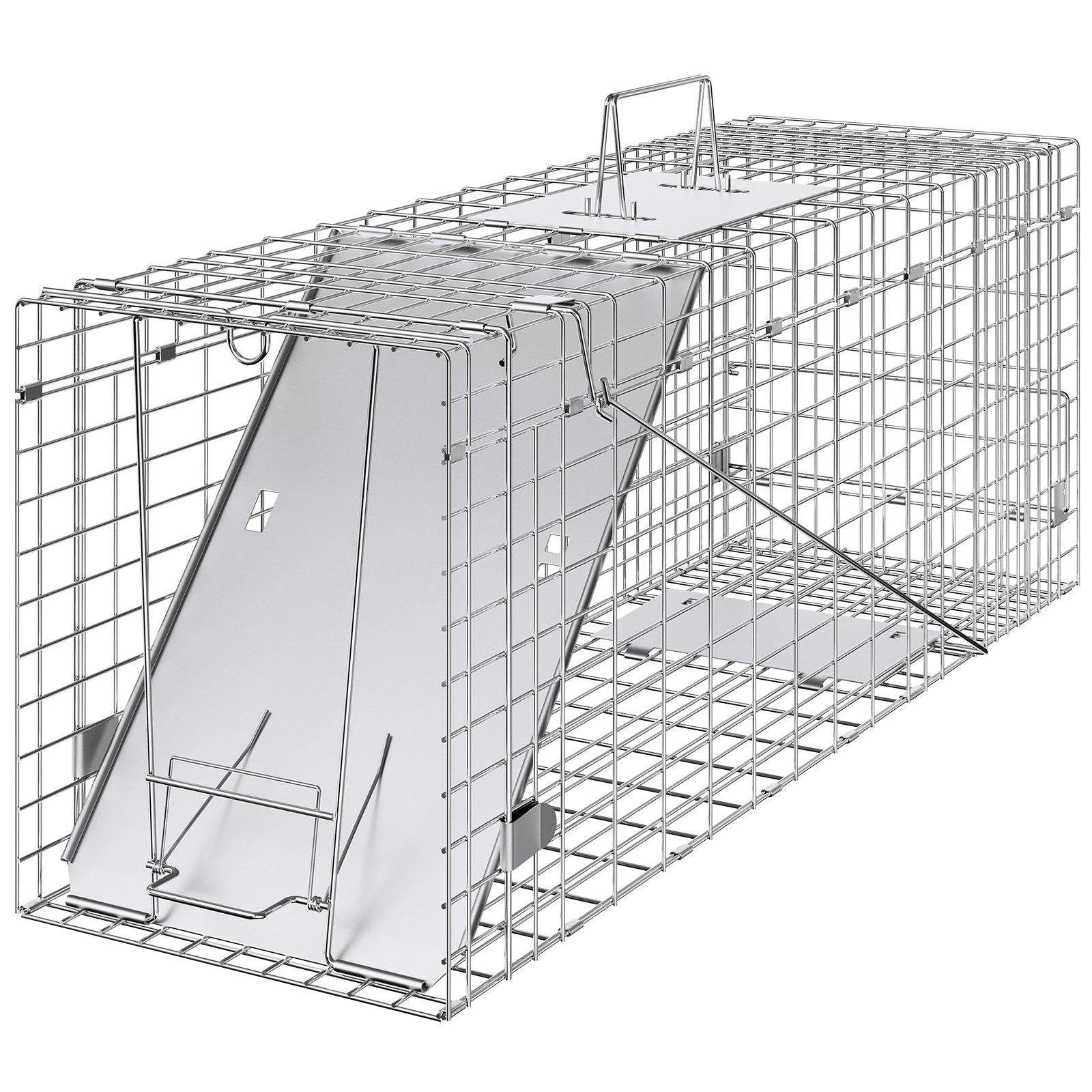 【DealsForYouDays】VEVOR Humane Live Animal Cage Trap, 31x10x12" Galvanized Iron Folding Trap with Handle, for Stray Cats, Raccoons, Groundhogs (Tools & Hardware, Hand Tools Accessory)