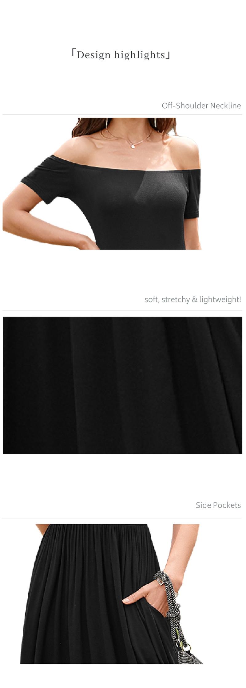 Chicovar Women's Off-Shoulder Spring Maxi Dress – Long/Short Sleeve with Pockets, Perfect for Vacation, Dinner & Semi-Formal Occasions,Fall/Spring/Summer Maxi Dress