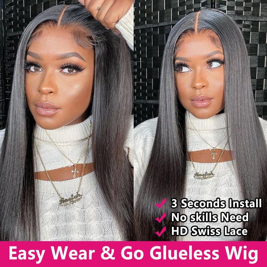 Bling Hair Wear And Go Glueless Wig Brazilian Straight 6x4 7x5 Lace Closure Glueless Wig Human Hair Ready To Wear Pre Cut