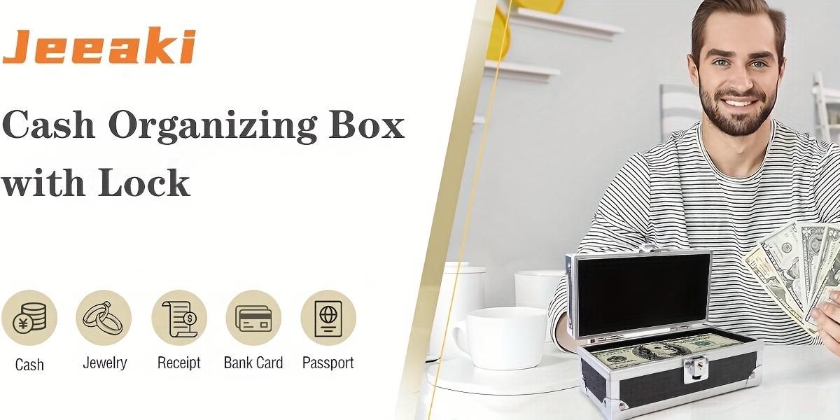 1pc Aluminum Cash Box with Lock Piggy Bank Single Row Currency Tray Acrylic Piggy Bank for Cash Collection Storage Organizer for Cashier 2. Lockable Cash Storage Box Aluminum Alloy Piggy Bank with Acry