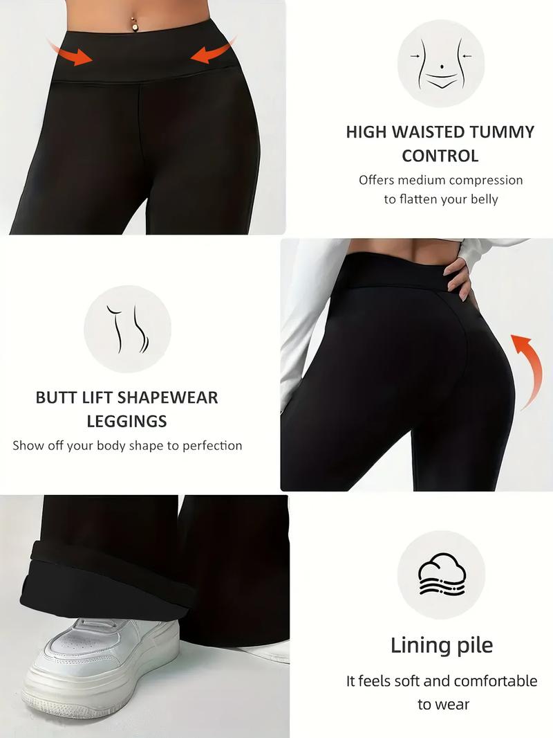 3PCS Women's High Elastic Breathable Pants With Side Pockets, Flared Leg, High Waist, Tummy Control, Soft & Comfortable Fleece Lined Yoga Trousers, Outdoor Running Workout For Autumn/Winter